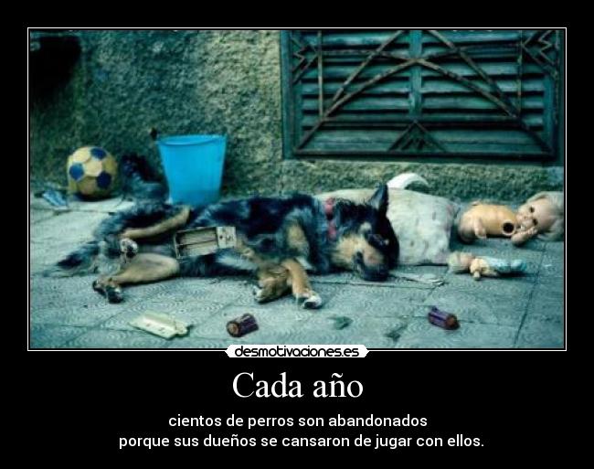 Cada año - cientos de perros son abandonados
  porque sus dueños se cansaron de jugar con ellos.