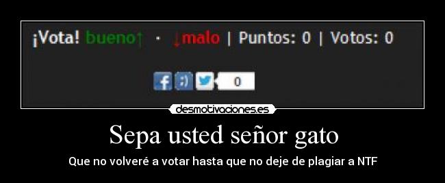 Sepa usted señor gato - Que no volveré a votar hasta que no deje de plagiar a NTF