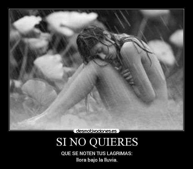 SI NO QUIERES - QUE SE NOTEN TUS LAGRIMAS:
llora bajo la lluvia.