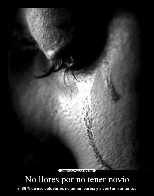 No llores por no tener novio - el 89 % de mis calcetines no tienen pareja y viven tan contentos.