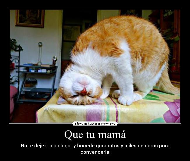 Que tu mamá - No te deje ir a un lugar y hacerle garabatos y miles de caras para convencerla.