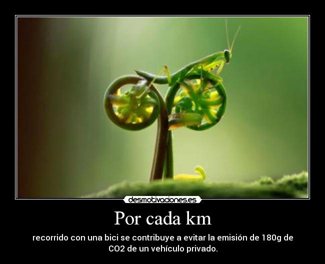 Por cada km - recorrido con una bici se contribuye a evitar la emisión de 180g de
CO2 de un vehículo privado.