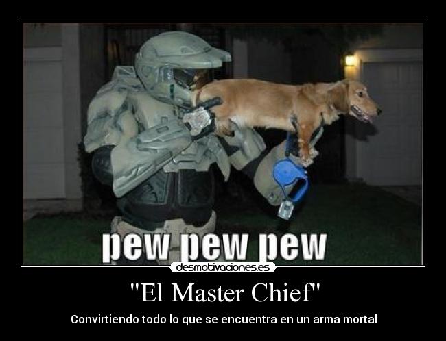 carteles master chief halo arma mortal divertida perro desmotivaciones