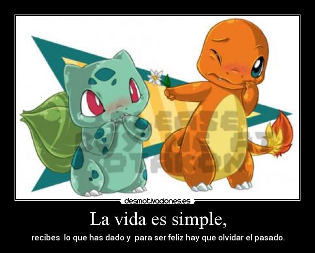 La vida es simple, - recibes  lo que has dado y  para ser feliz hay que olvidar el pasado.