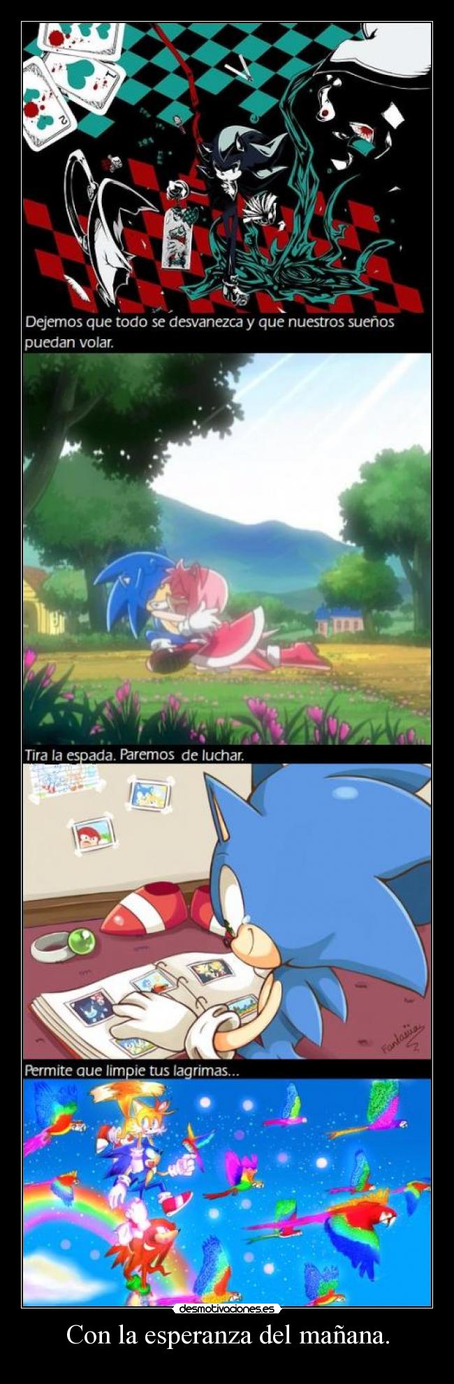 carteles esperanza sonic sonicth shadow tails knuckles con esperanza del manana desmotivaciones