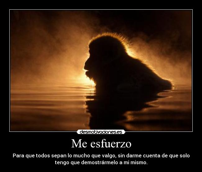 Me esfuerzo - Para que todos sepan lo mucho que valgo, sin darme cuenta de que solo
tengo que demostrármelo a mi mismo.