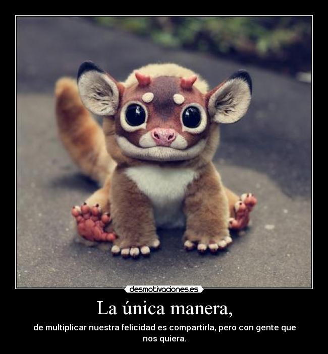 La única manera, - de multiplicar nuestra felicidad es compartirla, pero con gente que nos quiera.