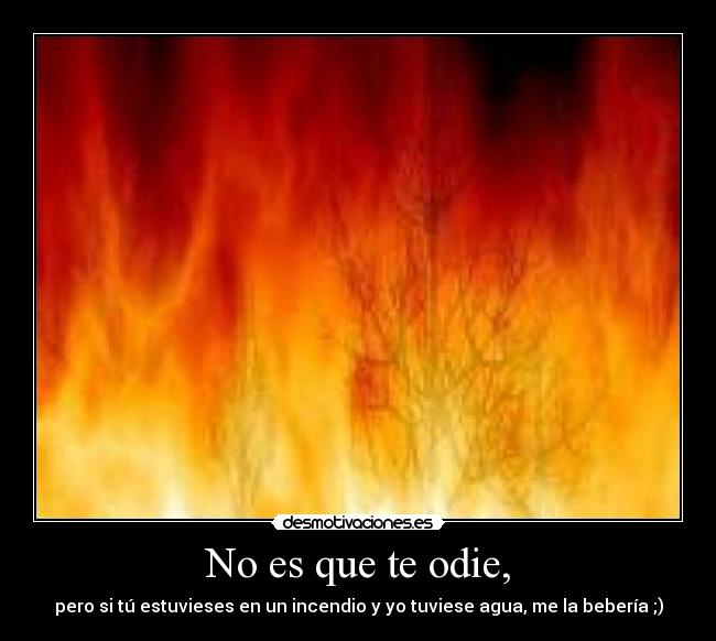 No es que te odie, - pero si tú estuvieses en un incendio y yo tuviese agua, me la bebería ;)