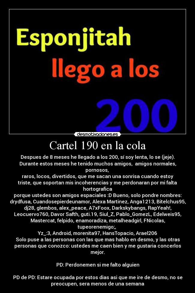 Cartel 190 en la cola -