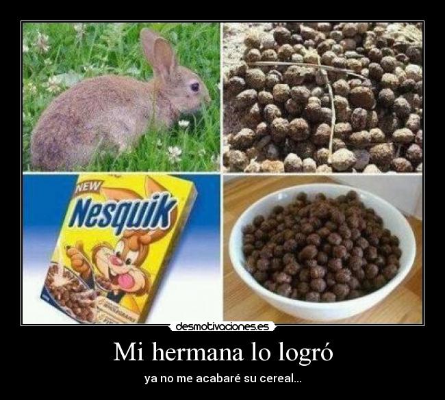 Mi hermana lo logró - ya no me acabaré su cereal...