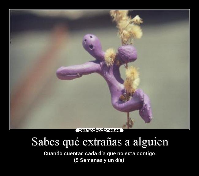 Sabes qué extrañas a alguien - Cuando cuentas cada día que no esta contigo.
(5 Semanas y un día)
♥