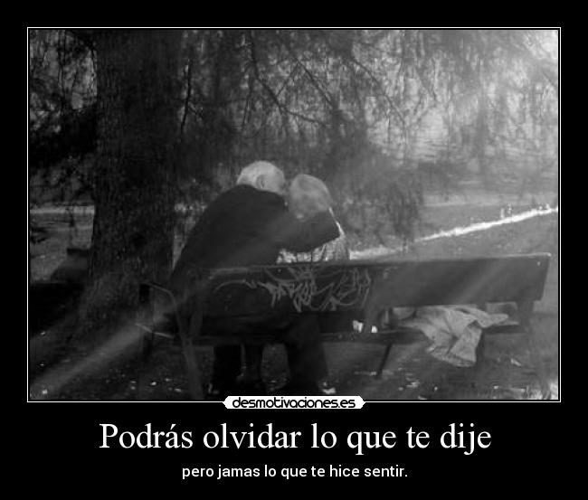 Podrás olvidar lo que te dije - pero jamas lo que te hice sentir.