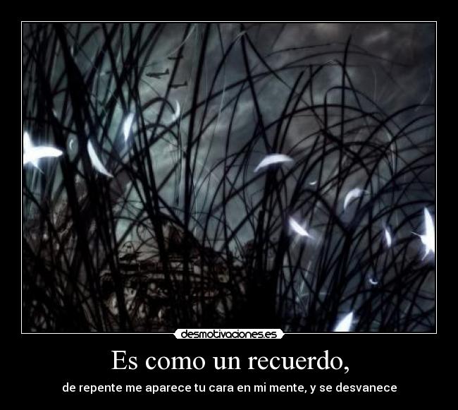 Es como un recuerdo, - de repente me aparece tu cara en mi mente, y se desvanece