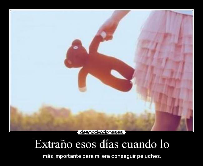 Extraño esos días cuando lo - más importante para mi era conseguir peluches.