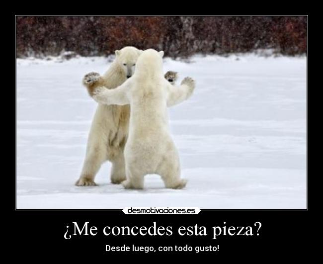 ¿Me concedes esta pieza? - Desde luego, con todo gusto!