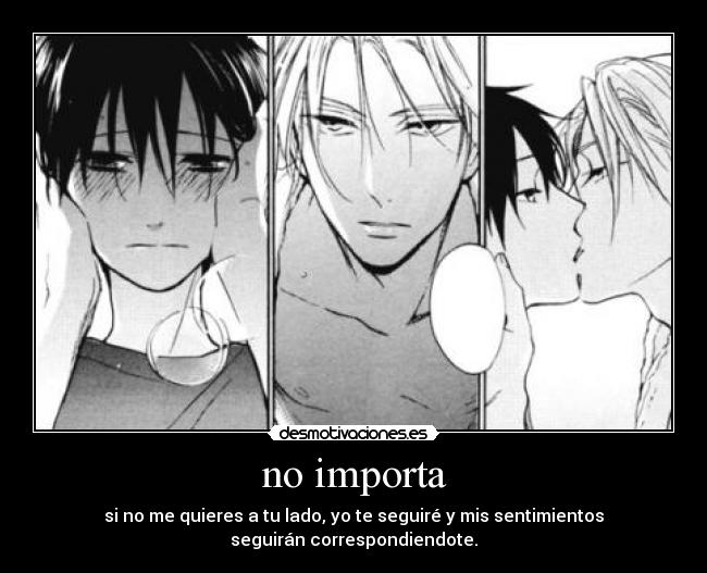 no importa - si no me quieres a tu lado, yo te seguiré y mis sentimientos
seguirán correspondiendote.