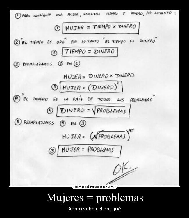 Mujeres = problemas - Ahora sabes el por qué