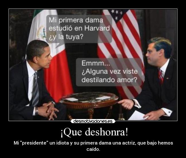 ¡Que deshonra! - Mi presidente un idiota y su primera dama una actriz, que bajo hemos caído.