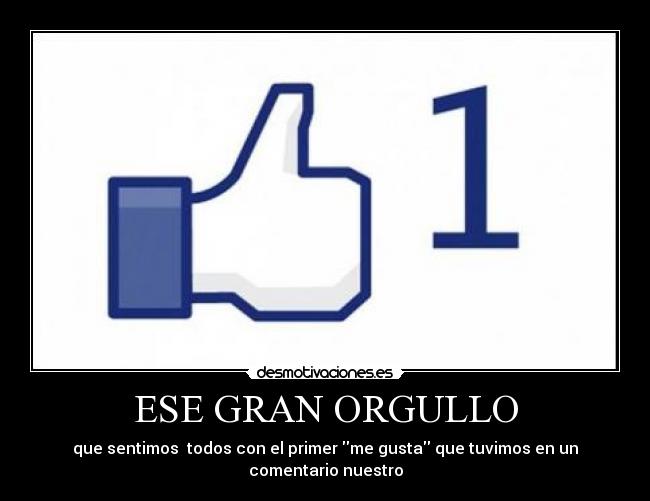 ESE GRAN ORGULLO - que sentimos todos con el primer me gusta que tuvimos en un comentario nuestro