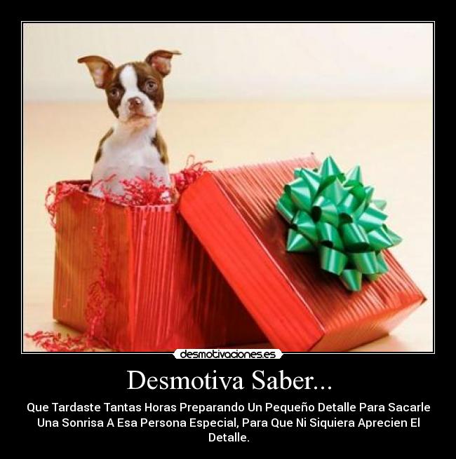 carteles desmotiva saber tardaste horas preparando pequeno detalle para sacarle sonrisa aprecie desmotivaciones