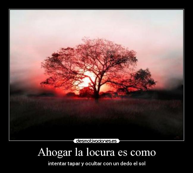 Ahogar la locura es como - intentar tapar y ocultar con un dedo el sol