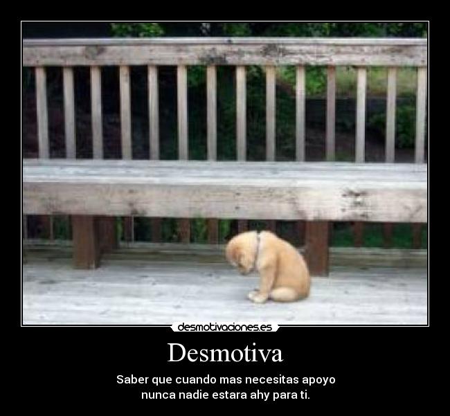 Desmotiva - Saber que cuando mas necesitas apoyo
nunca nadie estara ahy para ti.
