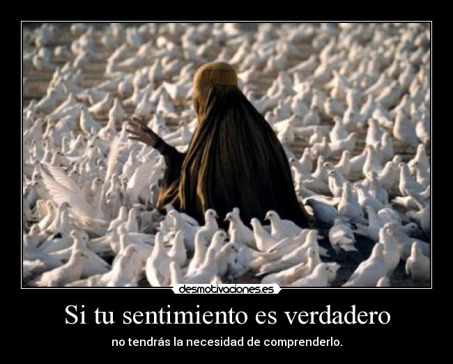 Si tu sentimiento es verdadero - no tendrás la necesidad de comprenderlo.