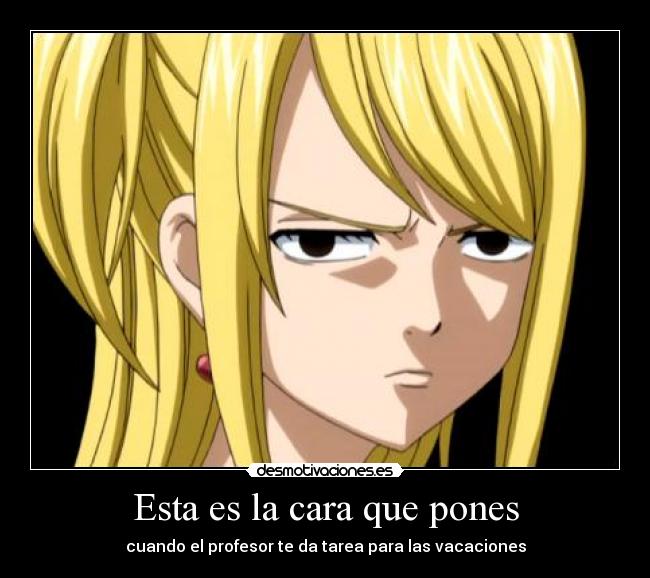 carteles lucy fairy tail enojada joder lol desmotivaciones