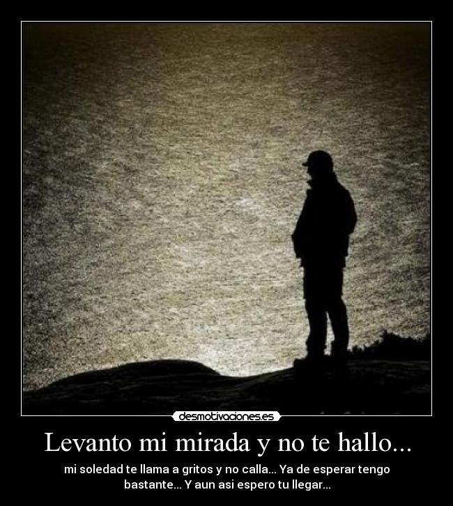 Levanto mi mirada y no te hallo... - mi soledad te llama a gritos y no calla... Ya de esperar tengo
bastante... Y aun asi espero tu llegar...