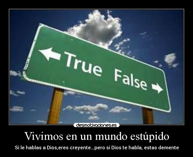 Vivimos en un mundo estúpido - Si le hablas a Dios,eres creyente...pero si Dios te habla, estas demente
