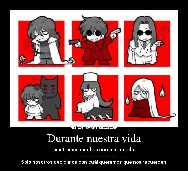 carteles vida anime hellsing alucard nigatsu harukaze vida caras recordar desmotivaciones