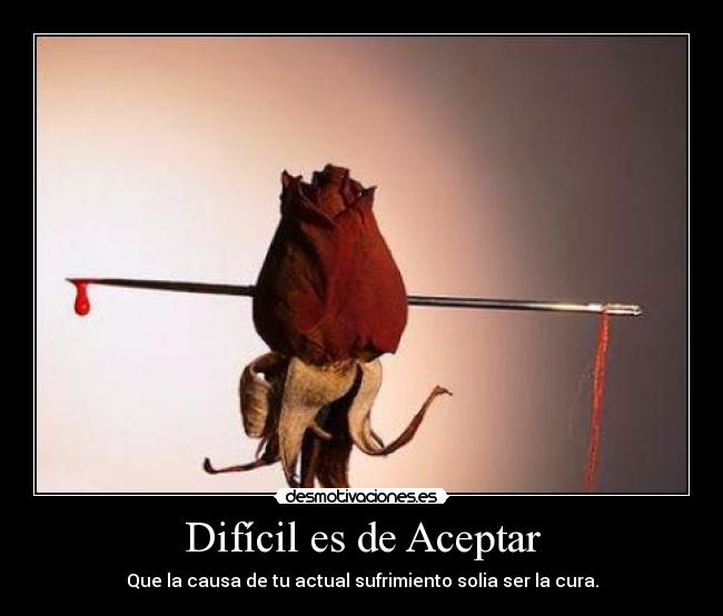 Difícil es de Aceptar - Que la causa de tu actual sufrimiento solia ser la cura.