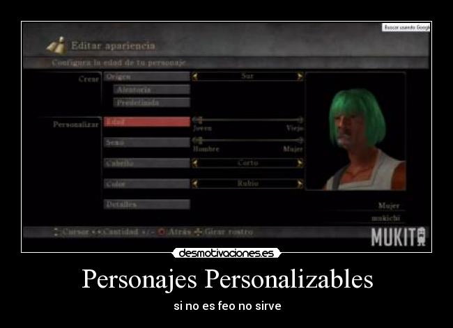 Personajes Personalizables - si no es feo no sirve