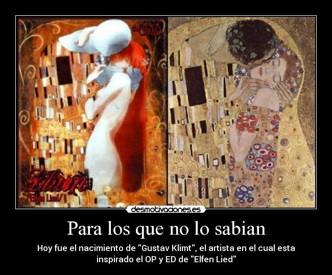 carteles anime otaku arte gustav klimt elfen lied desmotivaciones