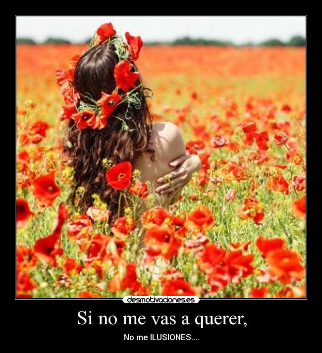 Si no me vas a querer, - No me ILUSIONES....