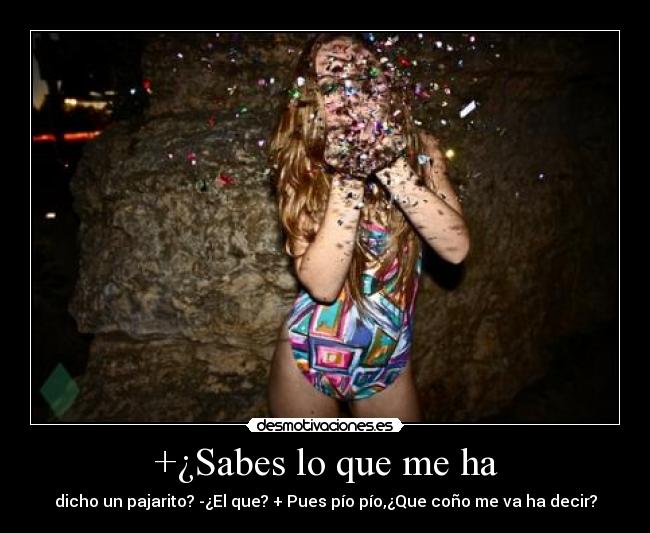 +¿Sabes lo que me ha - dicho un pajarito? -¿El que? + Pues pío pío,¿Que coño me va ha decir?