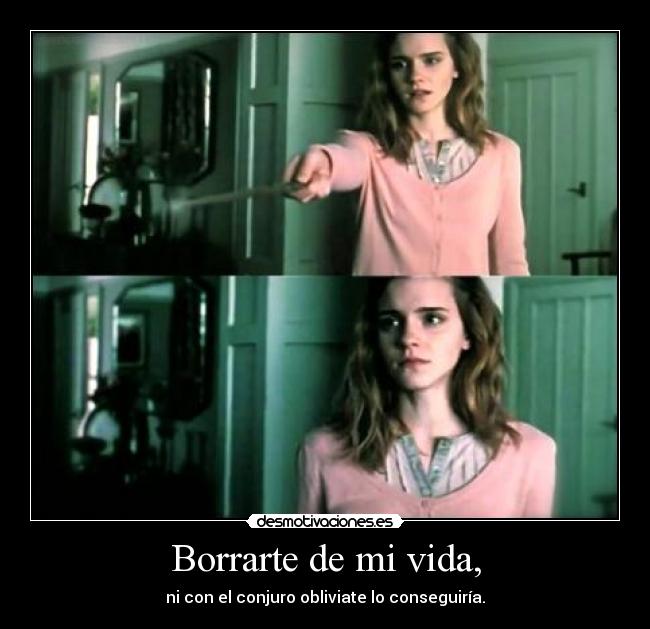 Borrarte de mi vida, - ni con el conjuro obliviate lo conseguiría.