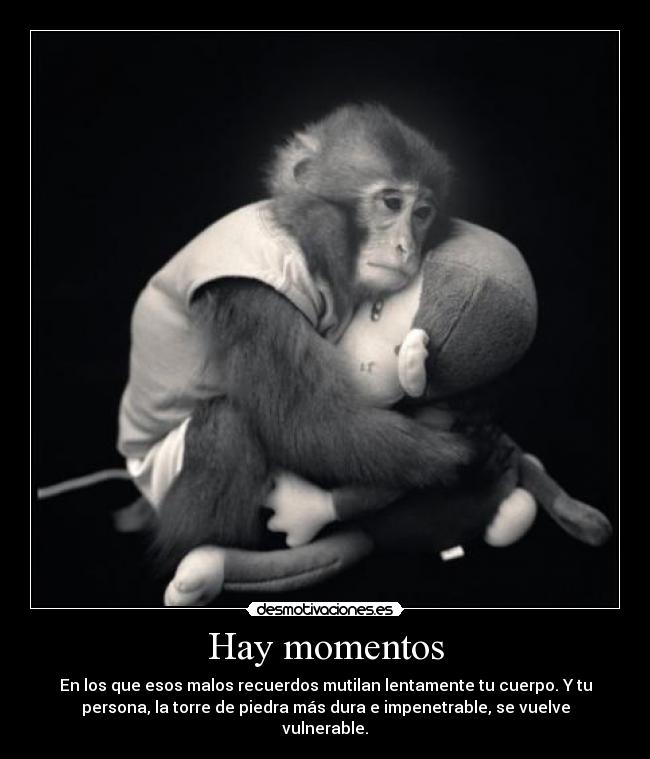 Hay momentos - En los que esos malos recuerdos mutilan lentamente tu cuerpo. Y tu
persona, la torre de piedra más dura e impenetrable, se vuelve
vulnerable.