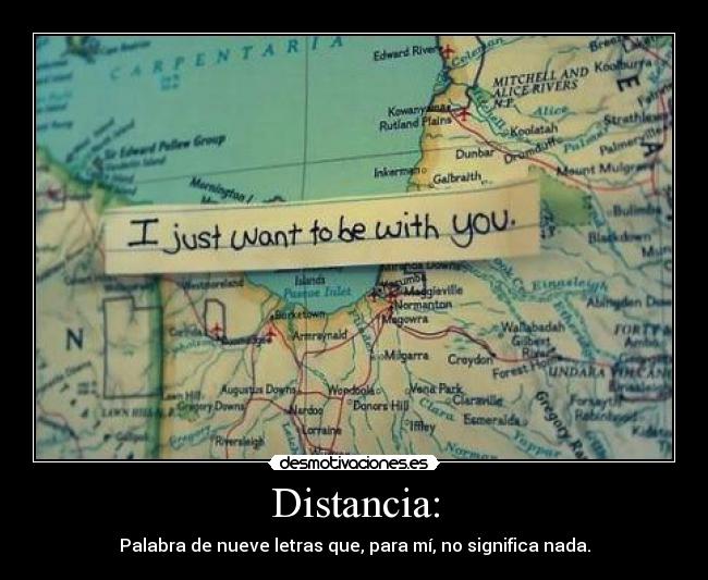 Distancia: - Palabra de nueve letras que, para mí, no significa nada.