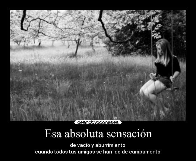 Esa absoluta sensación - de vacío y aburrimiento
cuando todos tus amigos se han ido de campamento.