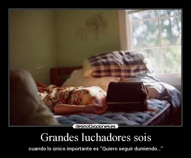 Grandes luchadores sois - cuando lo único importante es Quiero seguir dumiendo...