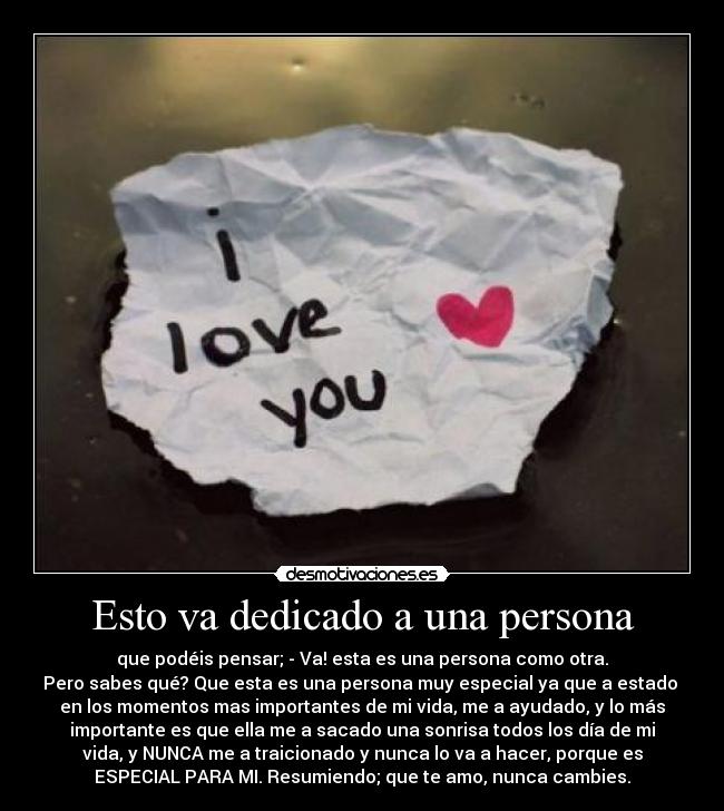 Esto va dedicado a una persona -