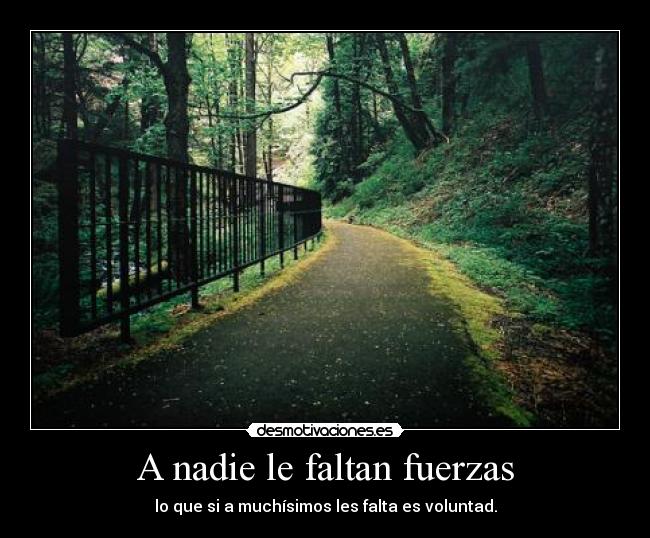 A nadie le faltan fuerzas - lo que si a muchísimos les falta es voluntad.