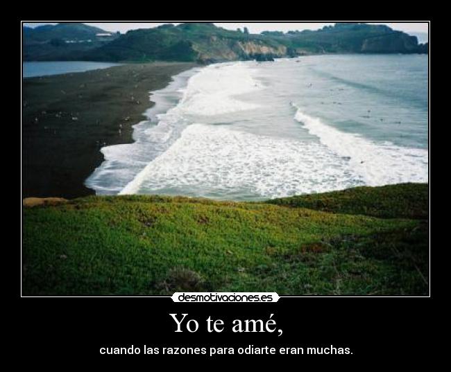 Yo te amé, - cuando las razones para odiarte eran muchas.