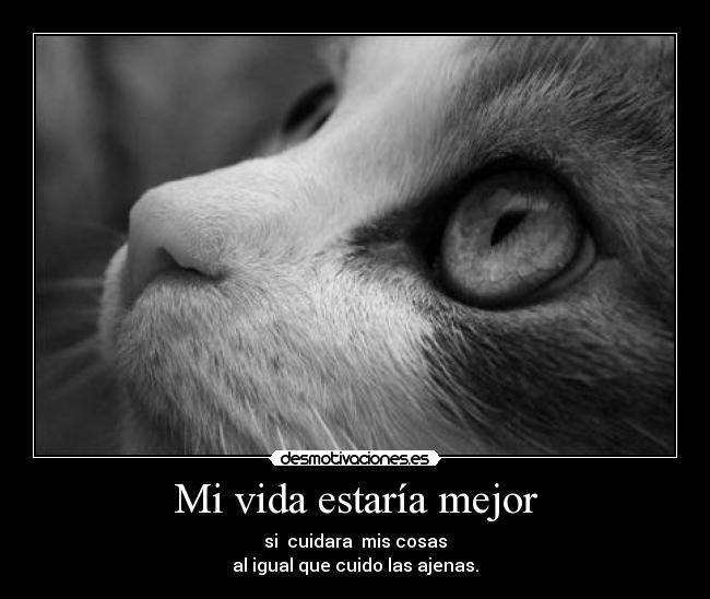 Mi vida estaría mejor - si cuidara mis cosas
al igual que cuido las ajenas.