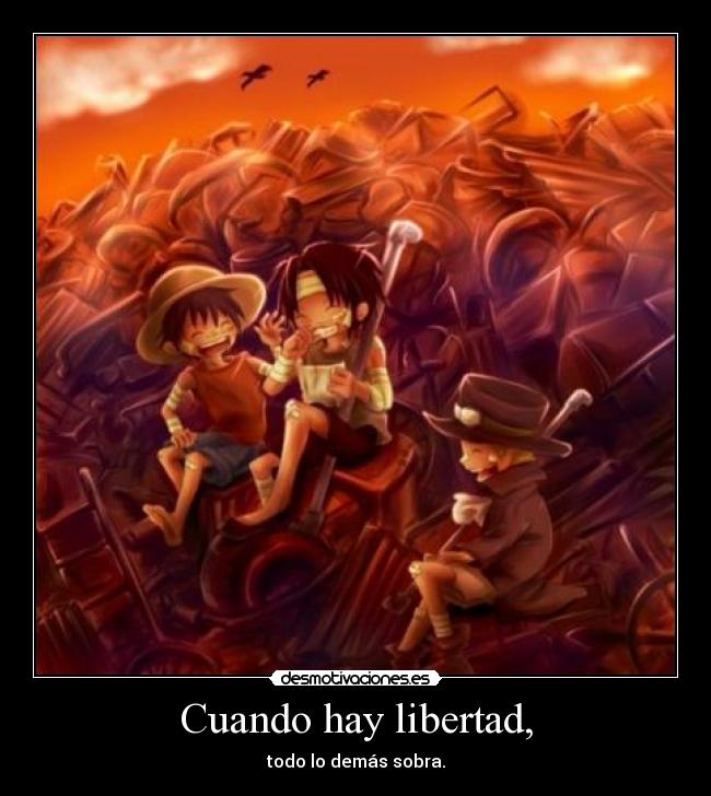 carteles libertad one piece luffy ace sabo anima manga desmotivaciones