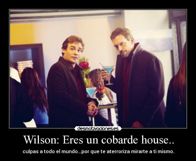 Wilson: Eres un cobarde house.. - culpas a todo el mundo...por que te aterroriza mirarte a ti mismo.