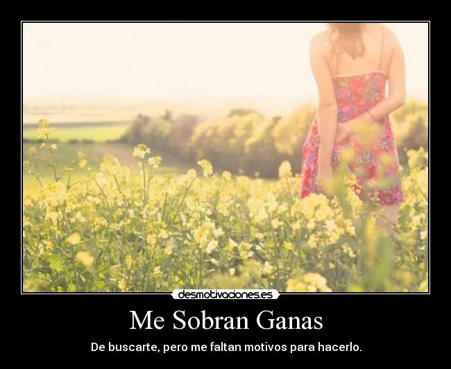 Me Sobran Ganas - De buscarte, pero me faltan motivos para hacerlo.