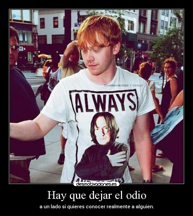 carteles odio ron weasley harry potter rupert grint snape desmotivaciones