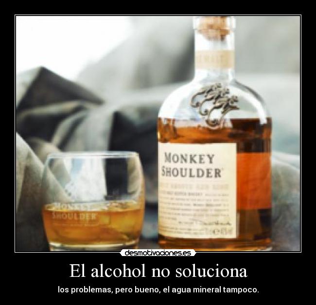 El alcohol no soluciona - los problemas, pero bueno, el agua mineral tampoco.
